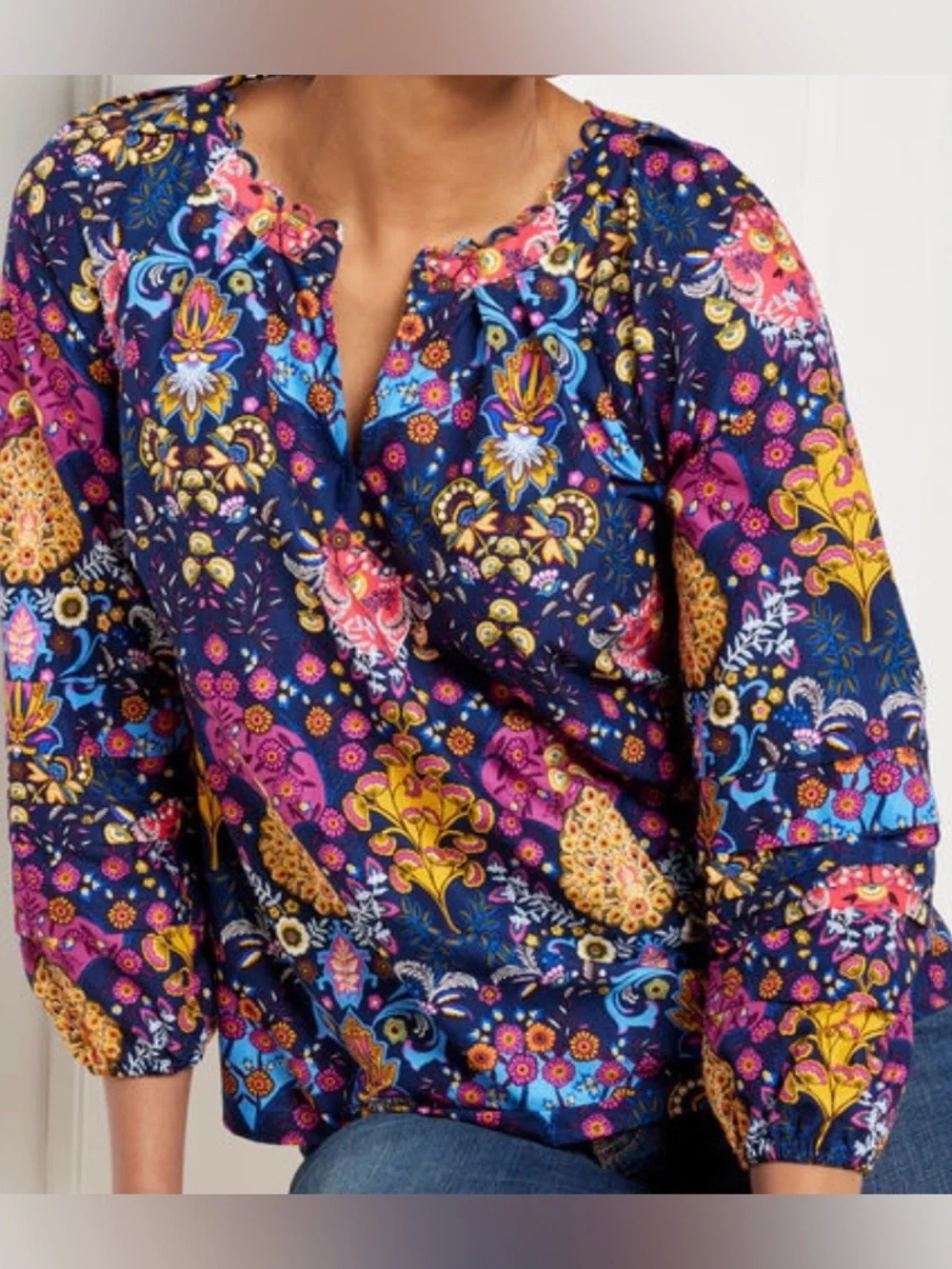 NWOT! Talbots Gorgeous Floral Peasant style Top with special details